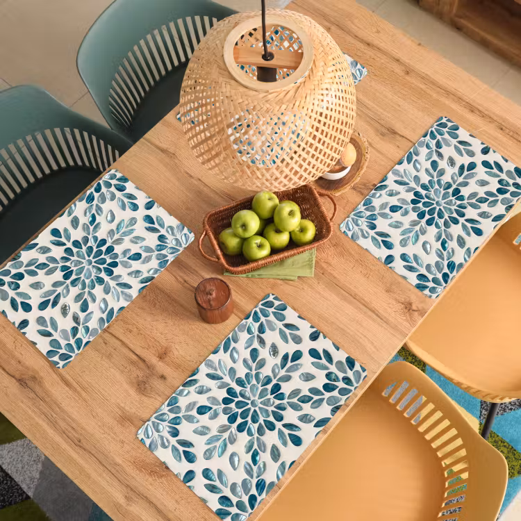 Placemat - 6 stuks - Patroon - Bladeren - Abstract - Modern - Turquoise — 6