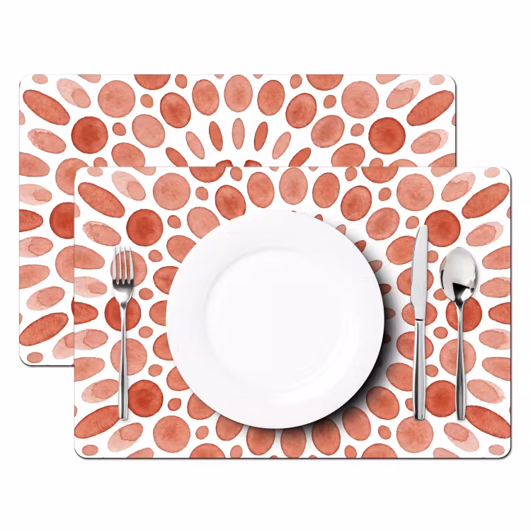 Placemat - 6 stuks - Patroon - Cirkels - Abstract - Modern - Rood — 2