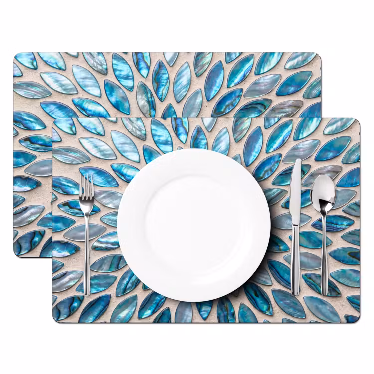 Placemat - 6 stuks - Patroon - Glans - Abstract - Blauw - Decoratie — 2