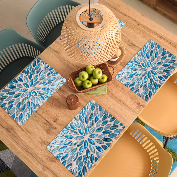 Placemat - 6 stuks - Patroon - Glans - Abstract - Blauw - Decoratie — 6