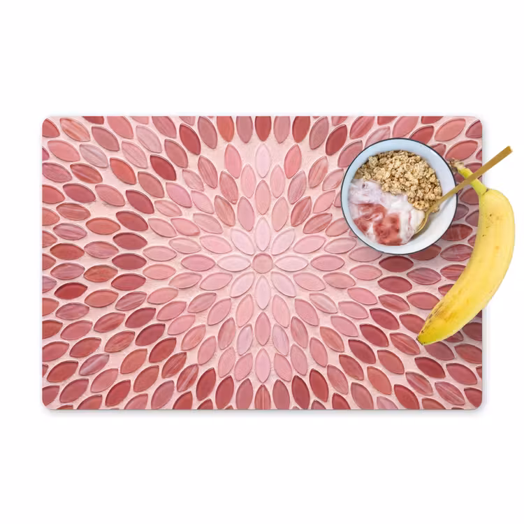 Placemat - 6 stuks - Patroon - Mozaïek - Ovaal - Abstract - Roze — 1