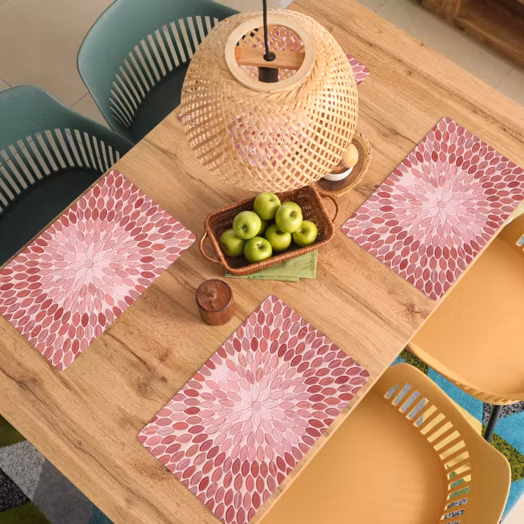 Placemat - 6 stuks - Patroon - Mozaïek - Ovaal - Abstract - Roze — 6