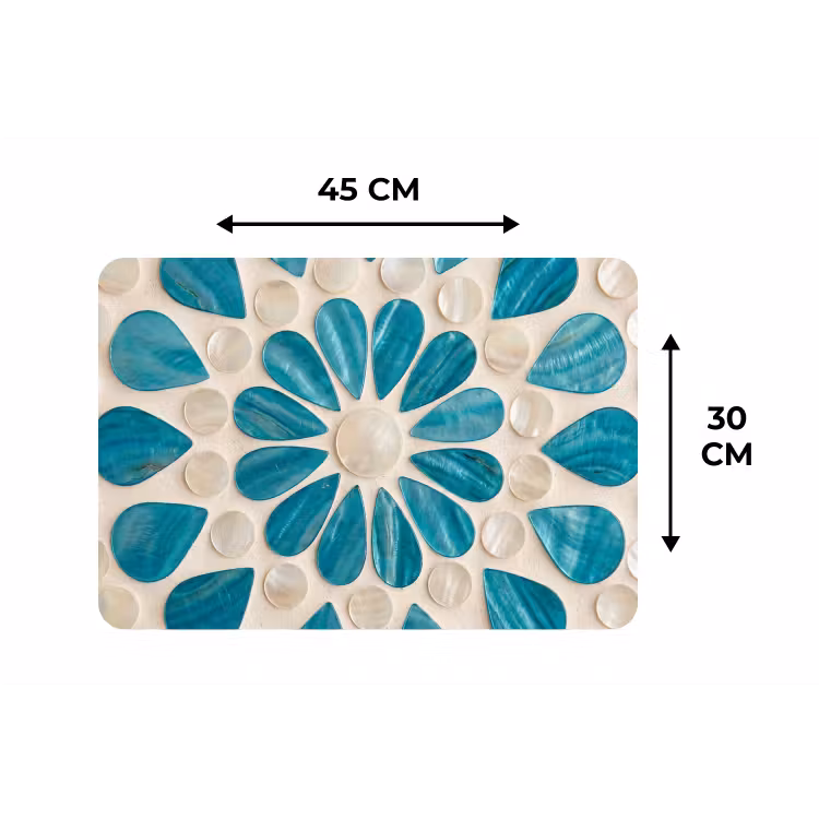 Placemat - 6 stuks - Patroon - Mozaïek - Schelpen - Abstract - Turquoise — 3