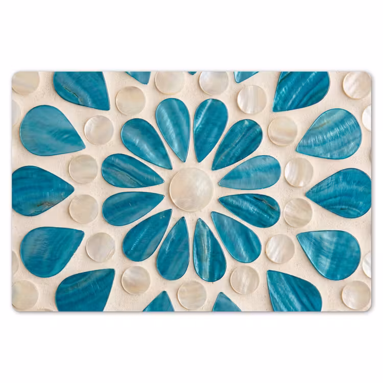 Placemat - 6 stuks - Patroon - Mozaïek - Schelpen - Abstract - Turquoise — 7