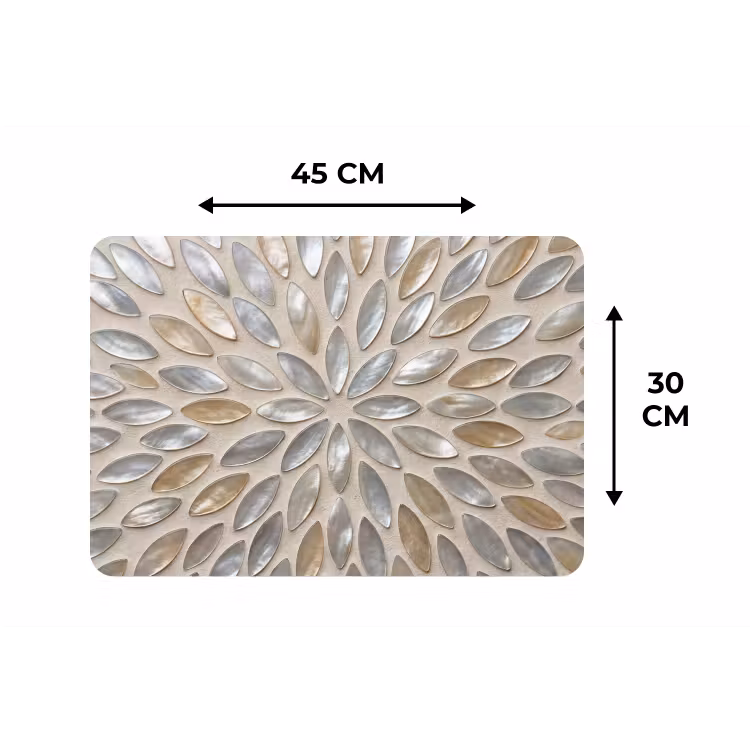 Placemat - 6 stuks - Patroon - Ovaal - Glanzend - Abstract - Beige — 3