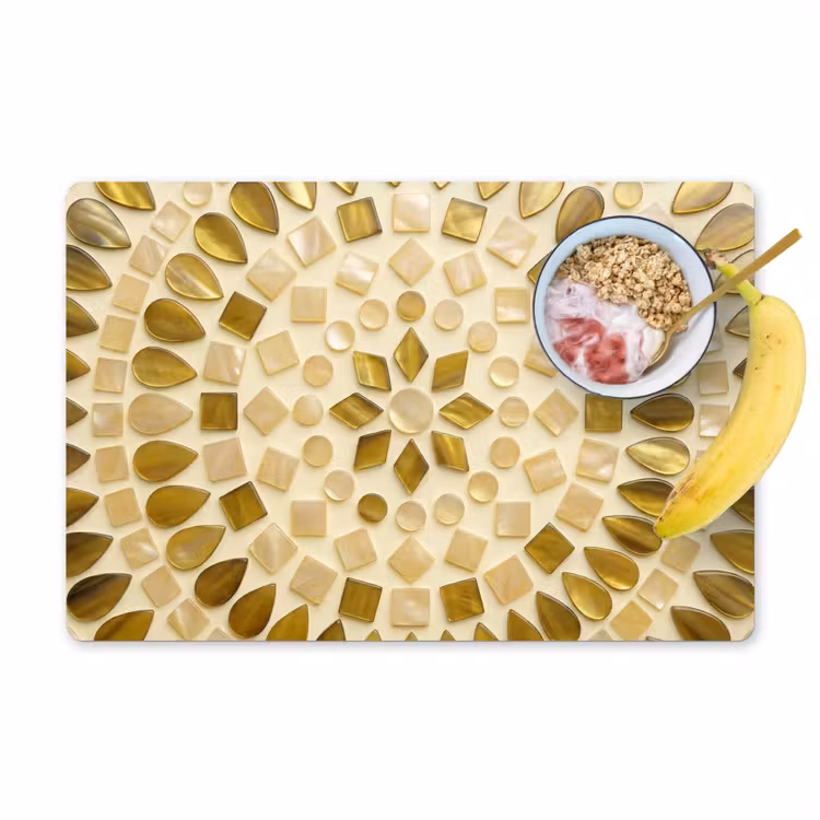 Placemat - 6 stuks - Patroon - Vormen - Mozaïek - Abstract - Goud — 1