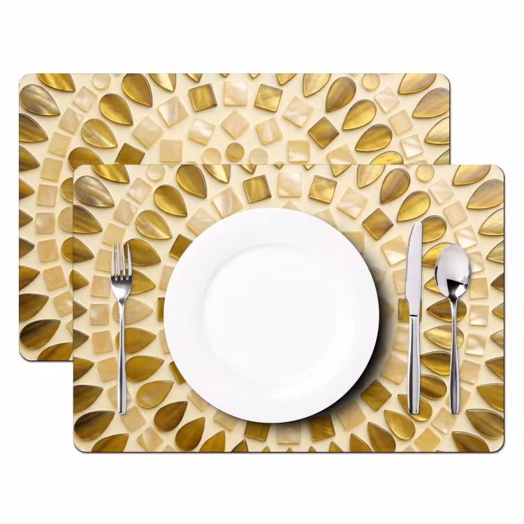 Placemat - 6 stuks - Patroon - Vormen - Mozaïek - Abstract - Goud — 2