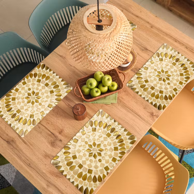 Placemat - 6 stuks - Patroon - Vormen - Mozaïek - Abstract - Goud — 6
