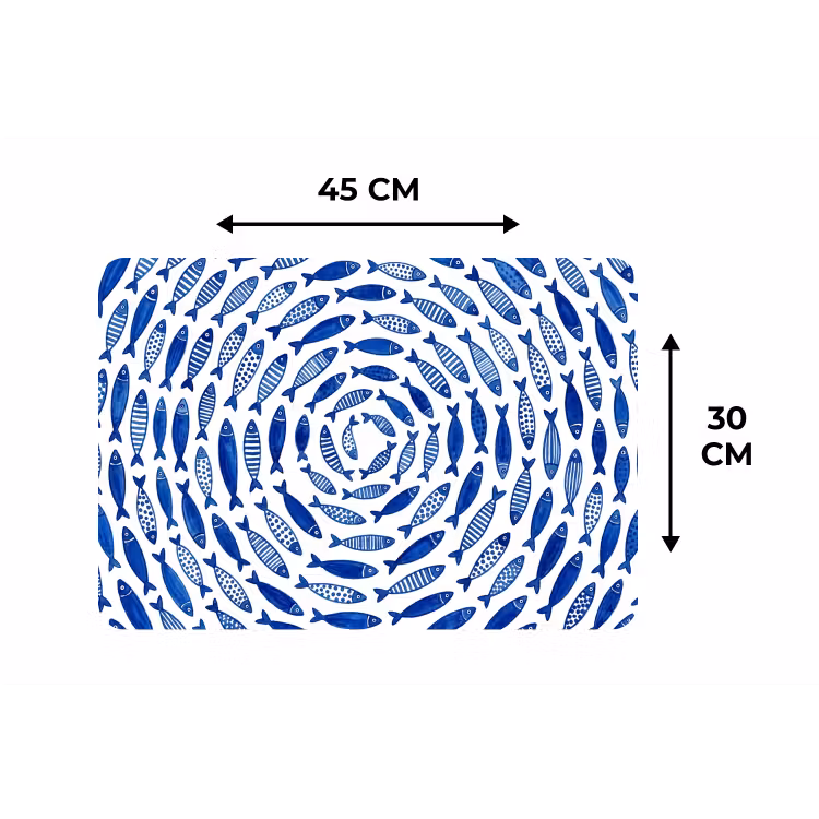 Placemat - 6 stuks - Vis - Patroon - Onderwater - Abstract - Blauw — 3