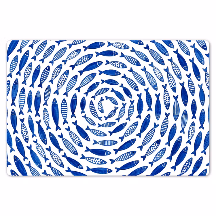 Placemat - 6 stuks - Vis - Patroon - Onderwater - Abstract - Blauw — 7