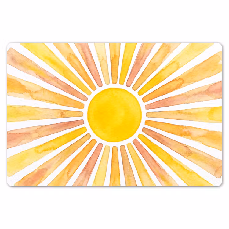 Placemat - 6 stuks - Zon - Stralen - Aquarel - Geel - Abstract — 7
