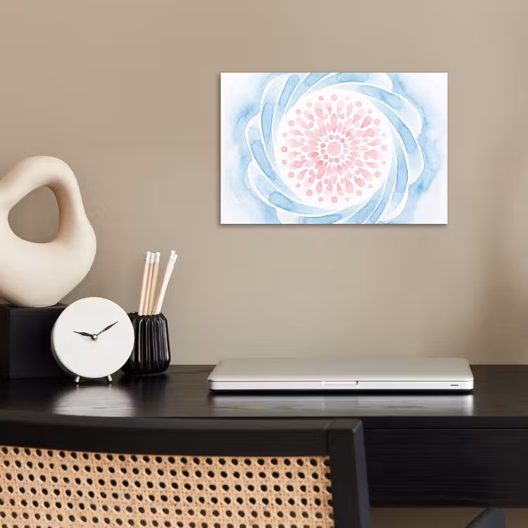 Poster - Abstract - Bloemvorm - Aquarel - Roze - Blauw — 2