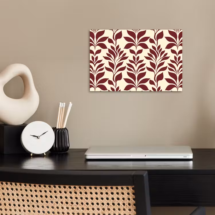 Poster - Abstract - Bladeren - Burgundy — 2
