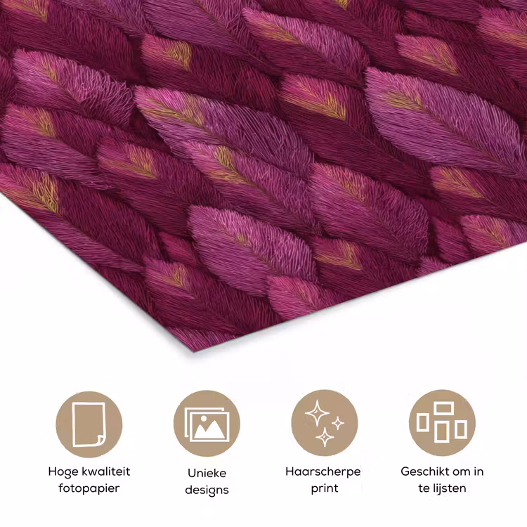 Poster - Bladeren - Patroon - Burgundy — 5
