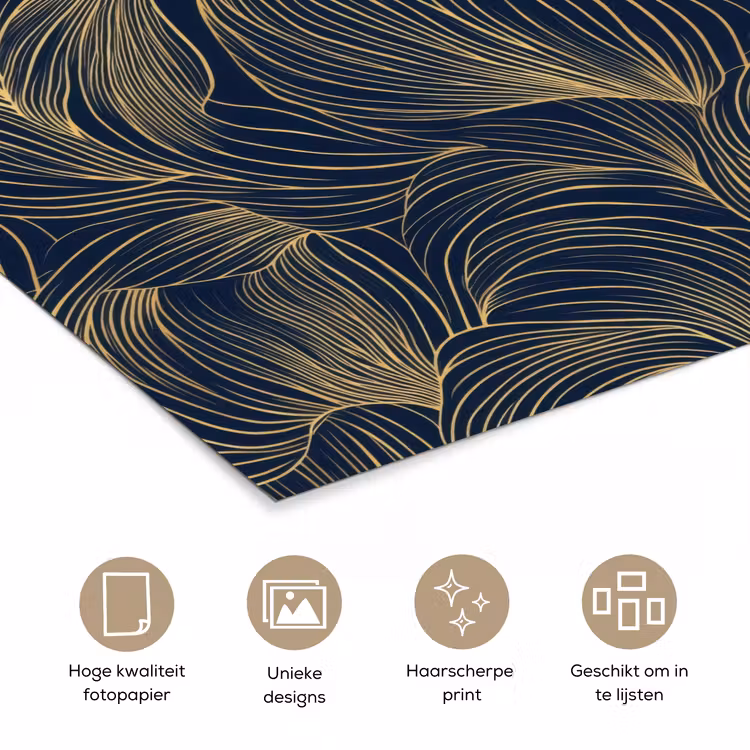 Poster - Abstract - Lijnen - Blauw - Goud — 5