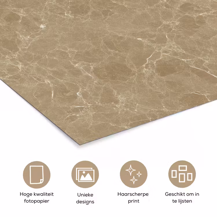 Poster - Beige - Marmer - Witte aders — 5