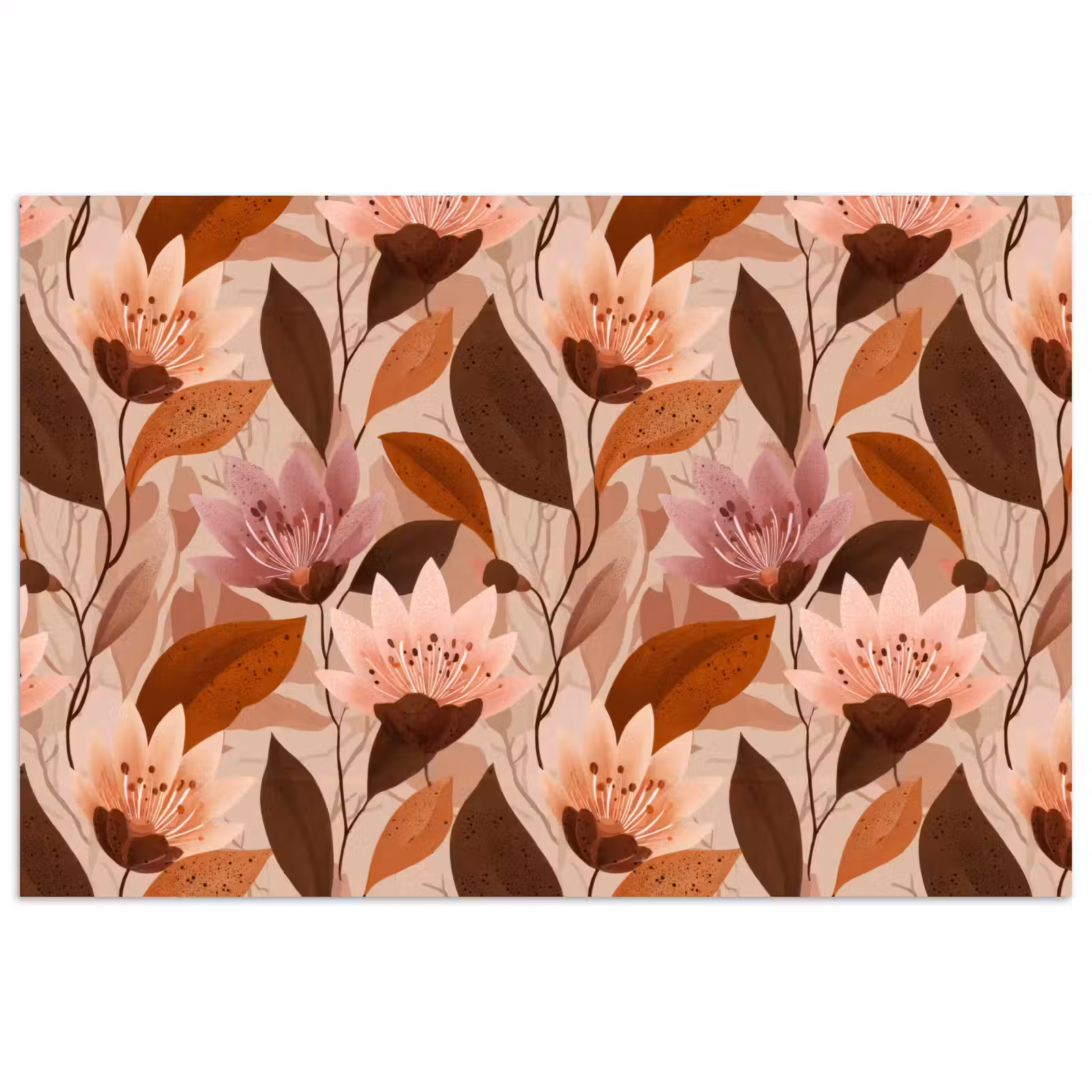 Poster - Bloemen - Bladeren - Bruin — 1