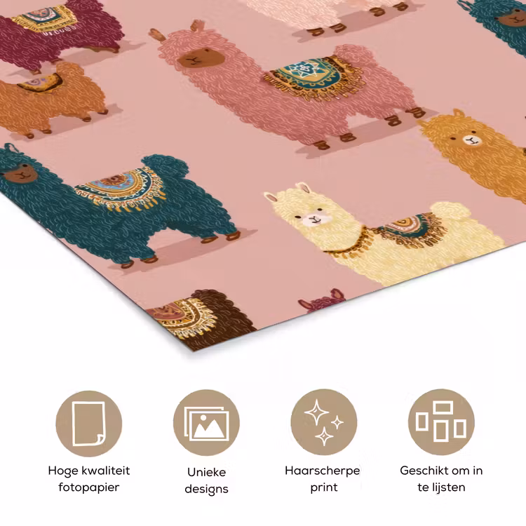 Poster - Alpaca's - Patroon - Kleurrijk — 5