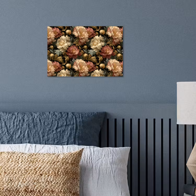 Poster - Bloemen - Barok - Patroon - Roze - Crème — 3