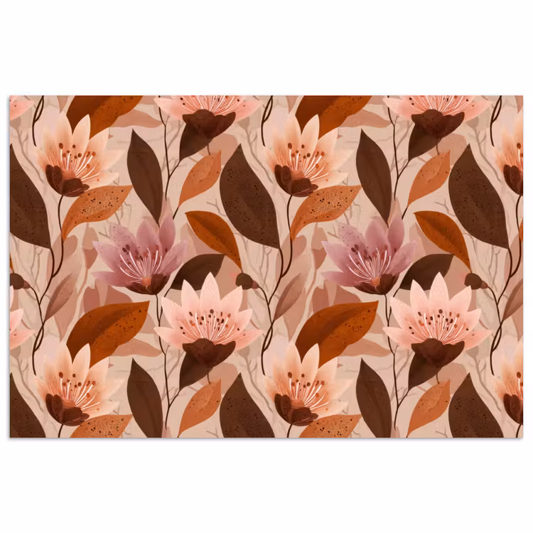 Poster - Bloemen - Bladeren - Bruin — 1