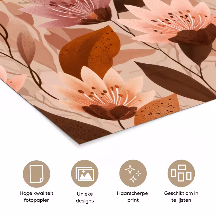 Poster - Bloemen - Bladeren - Bruin — 5