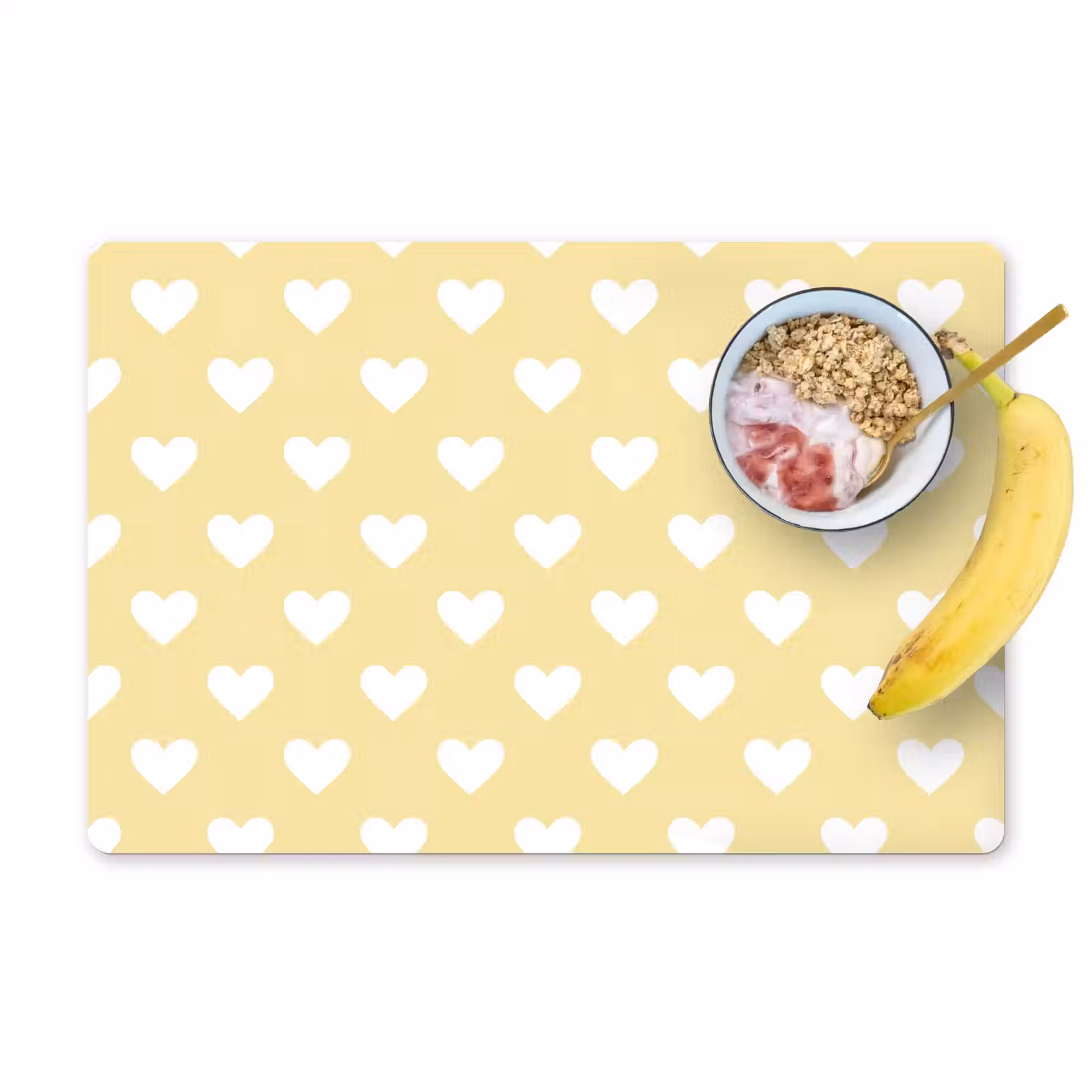 Placemat - 6 stuks - Hartjes - Patroon - Geel — 1