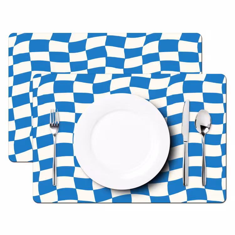 Placemat - 6 stuks - Golvend - Patroon - Blauw — 2