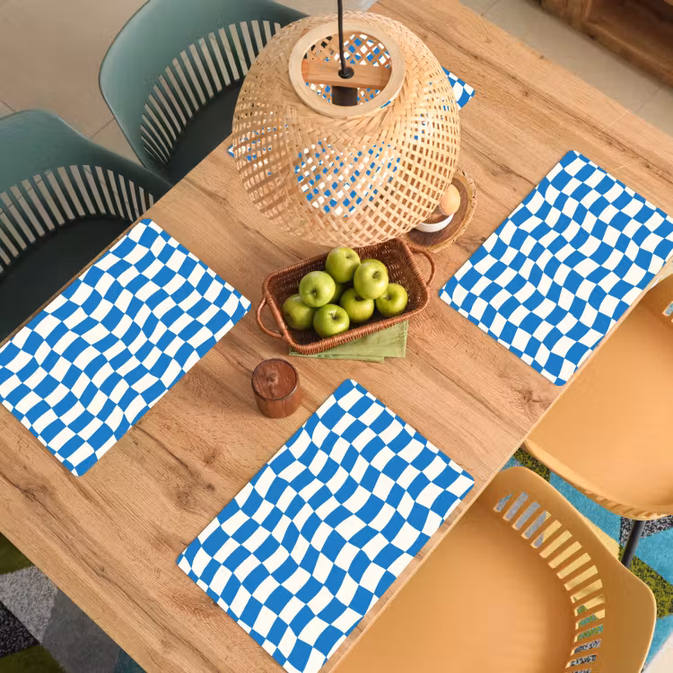 Placemat - 6 stuks - Golvend - Patroon - Blauw — 6