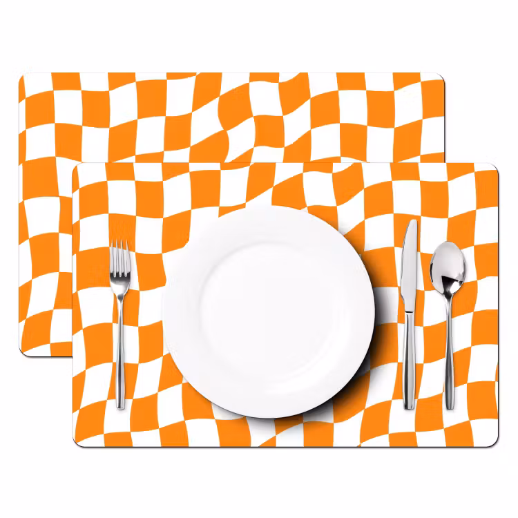Placemat - 6 stuks - Golvend - Patroon - Oranje — 2