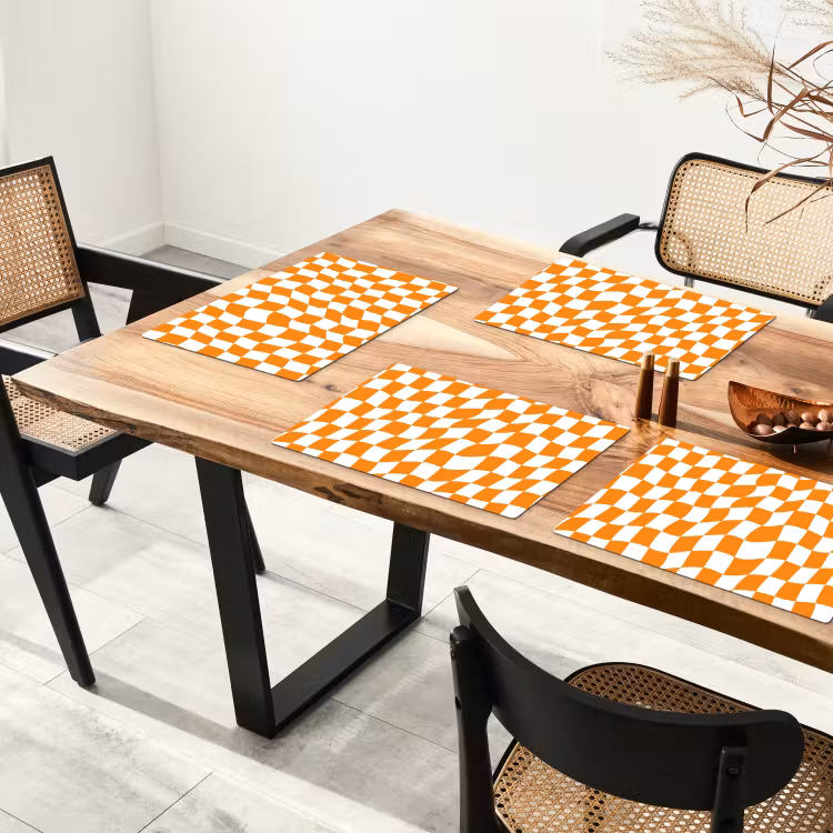 Placemat - 6 stuks - Golvend - Patroon - Oranje — 5
