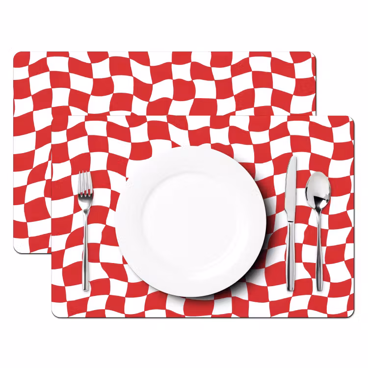 Placemat - 6 stuks - Golvend - Patroon - Rood — 2
