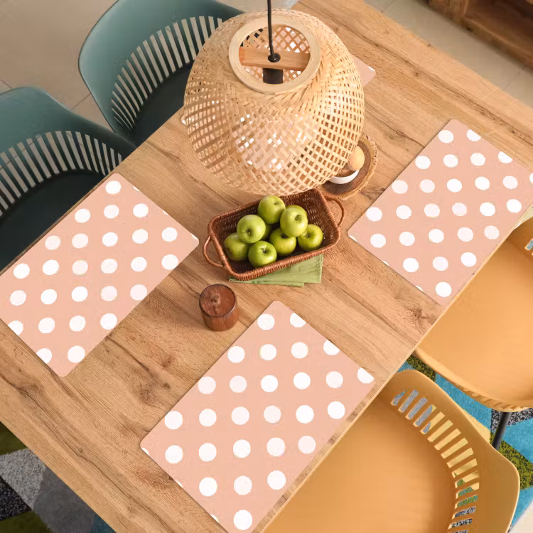 Placemat - 6 stuks - Klassiek - Polka - Perzik — 6