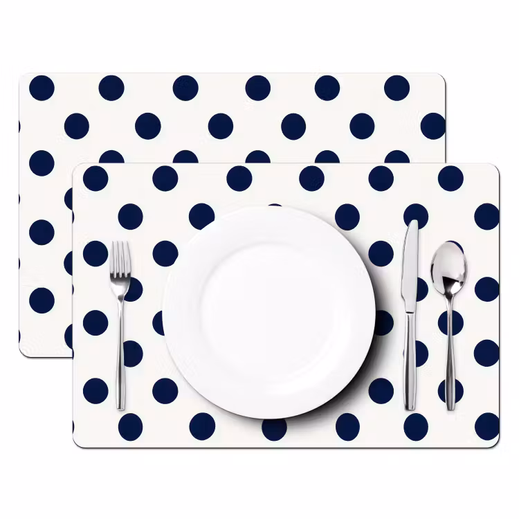 Placemat - 6 stuks - Klassiek - Stippen - Blauw — 2