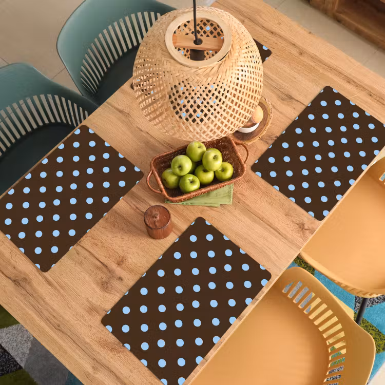 Placemat - 6 stuks - Klassiek - Stippen - Bruin — 6