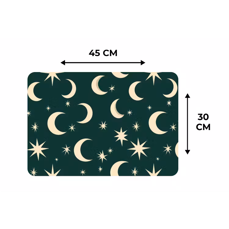 Placemat - 6 stuks - Manen - Sterren - Groen — 3