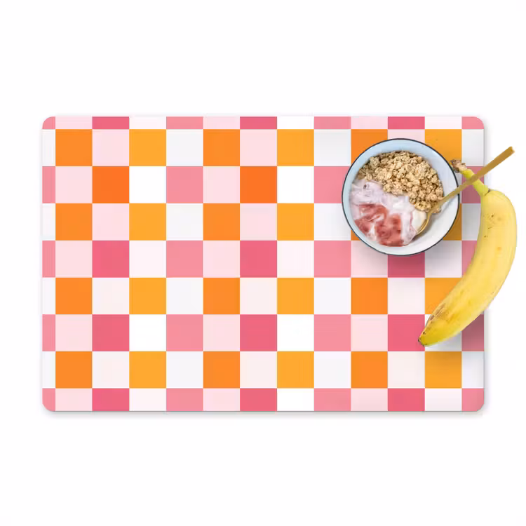 Placemat - 6 stuks - Patroon - Vierkant - Roze — 1