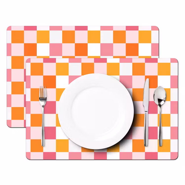 Placemat - 6 stuks - Patroon - Vierkant - Roze — 2