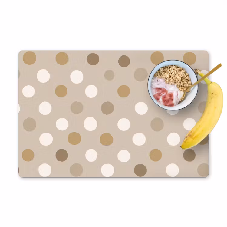 Placemat - 6 stuks - Polka - Dots - Beige — 1