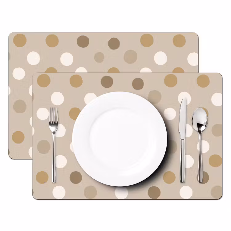 Placemat - 6 stuks - Polka - Dots - Beige — 2