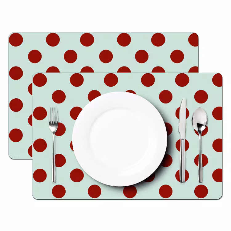 Placemat - 6 stuks - Polka - Dots - Rood — 2