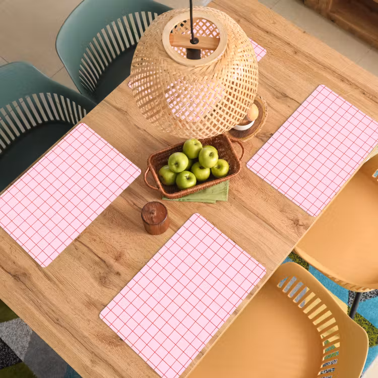 Placemat - 6 stuks - Raster - Patroon - Roze — 6
