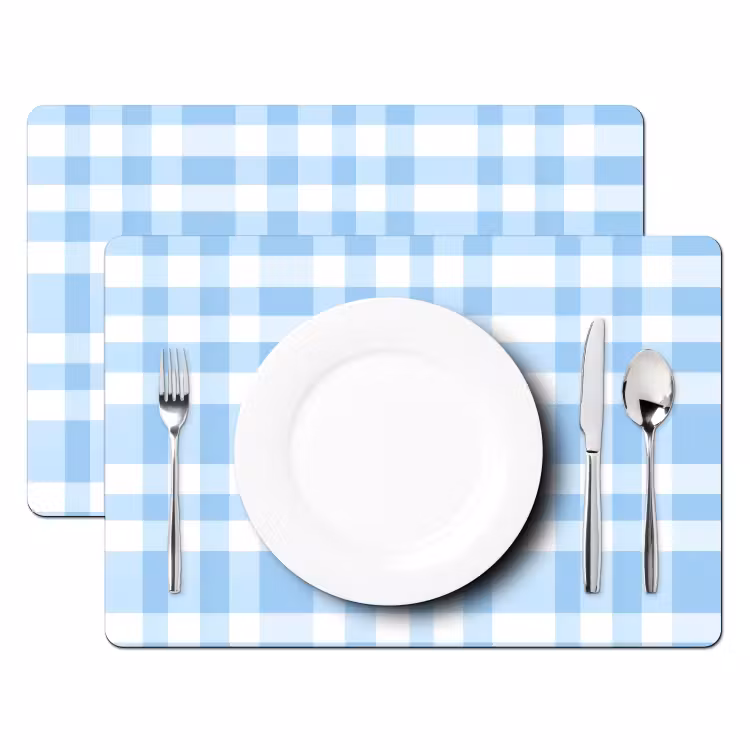Placemat - 6 stuks - Ruit - Patroon - Blauw — 2