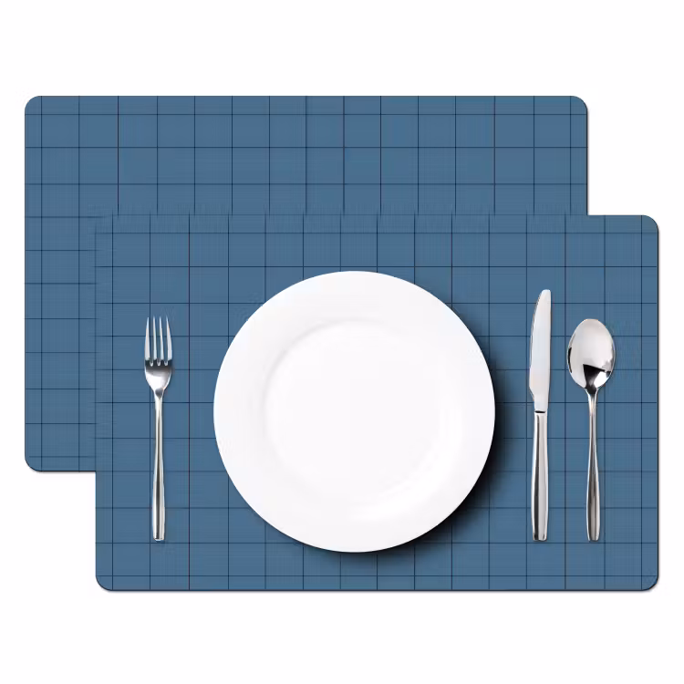 Placemat - 6 stuks - Ruiten - Geometrisch - Blauw — 2