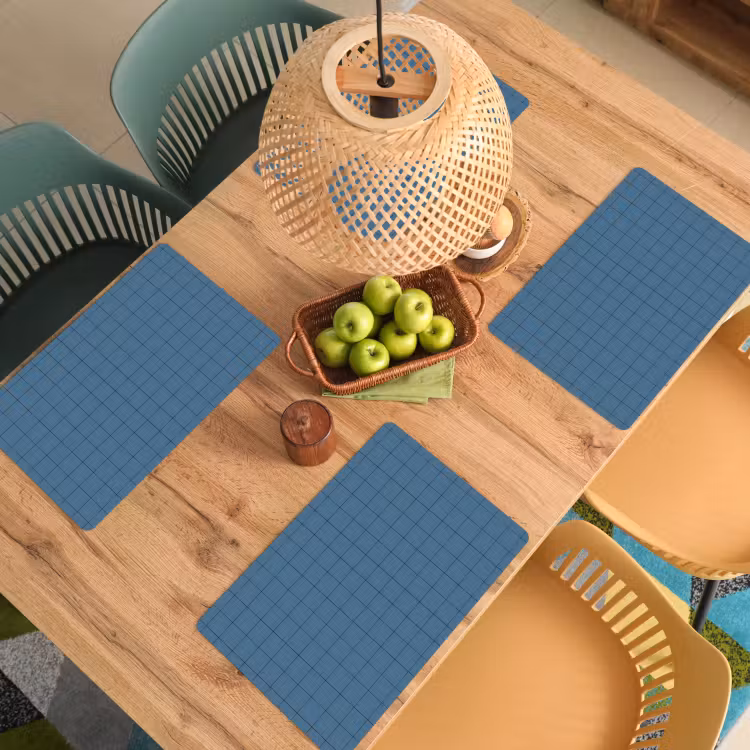 Placemat - 6 stuks - Ruiten - Geometrisch - Blauw — 6