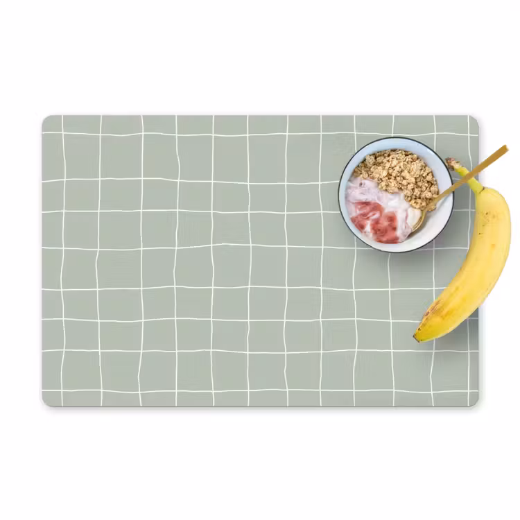 Placemat - 6 stuks - Ruitpatroon - Golvend - Groen — 1