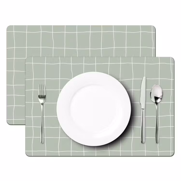 Placemat - 6 stuks - Ruitpatroon - Golvend - Groen — 2