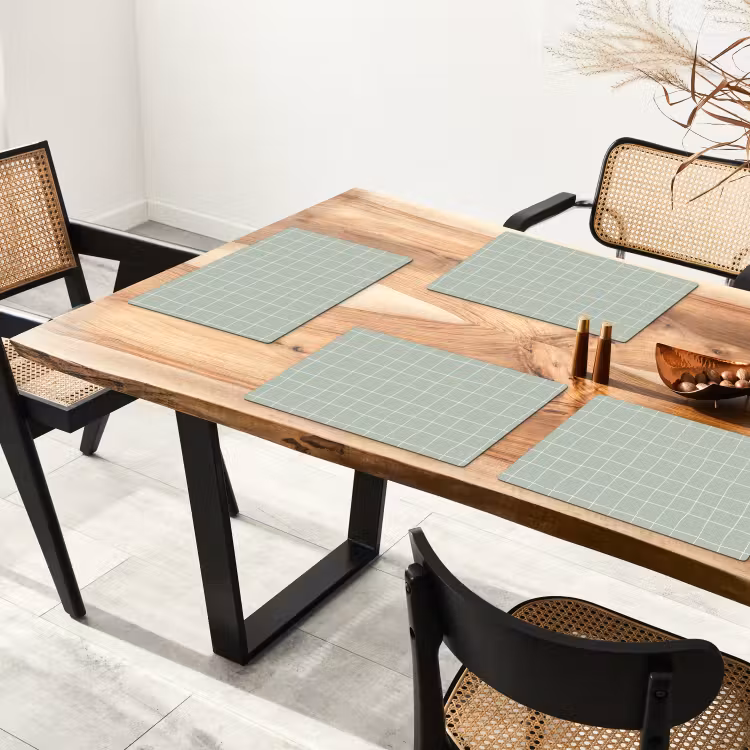 Placemat - 6 stuks - Ruitpatroon - Golvend - Groen — 5