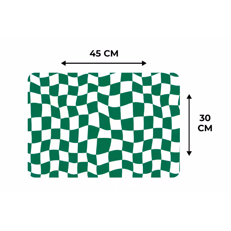 Placemat - 6 stuks - Schaakbord - Golvend - Groen — 3