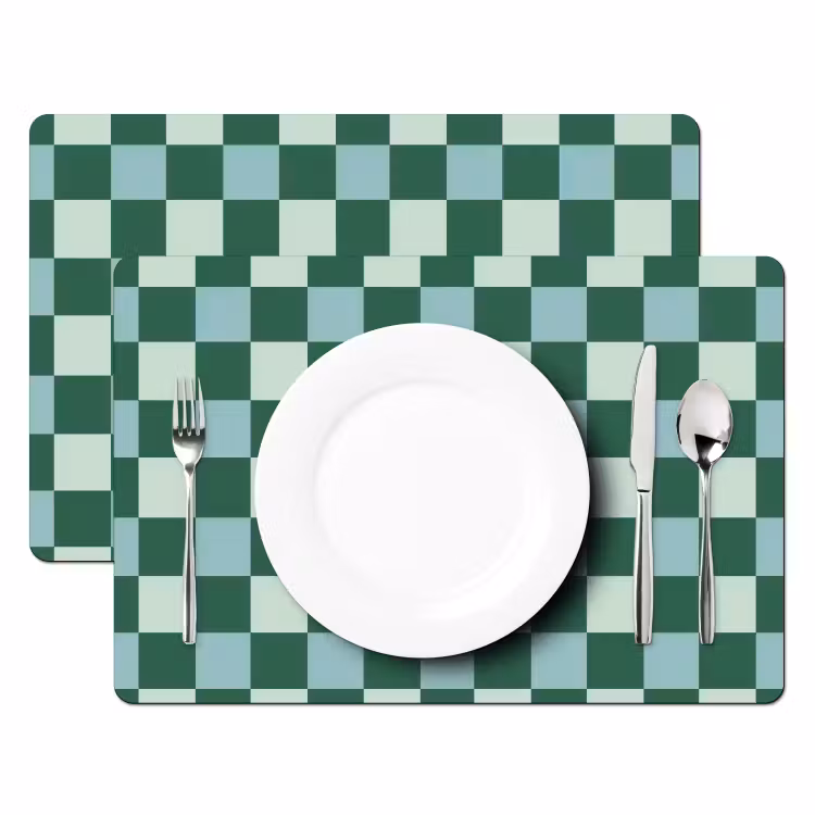 Placemat - 6 stuks - Schaakbord - Klassiek - Groen — 2