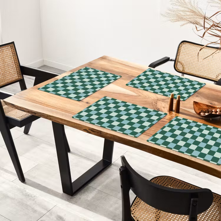 Placemat - 6 stuks - Schaakbord - Klassiek - Groen — 5
